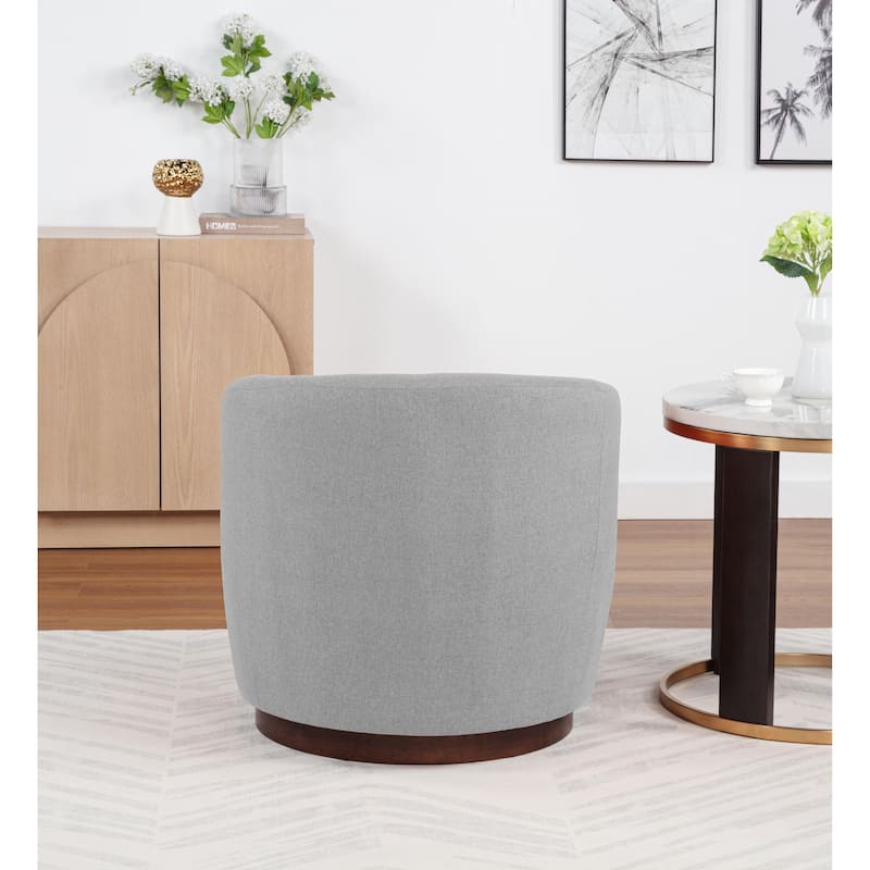 SEYNAR Modern Glam Boucle Fabric Round 360 Degree Swivel Barrel Chair Set of 2