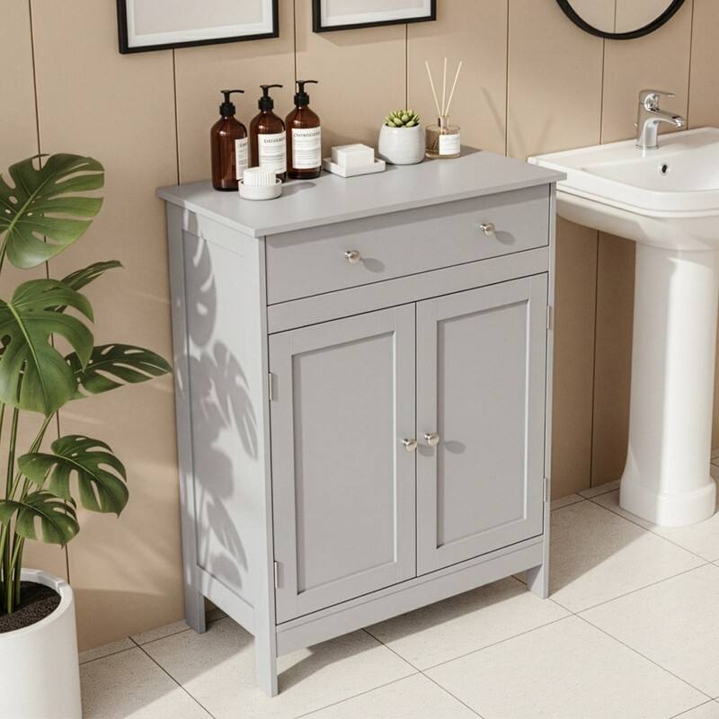 Bathroom Storage Cabinet with 2 Doors and 1 Drawer