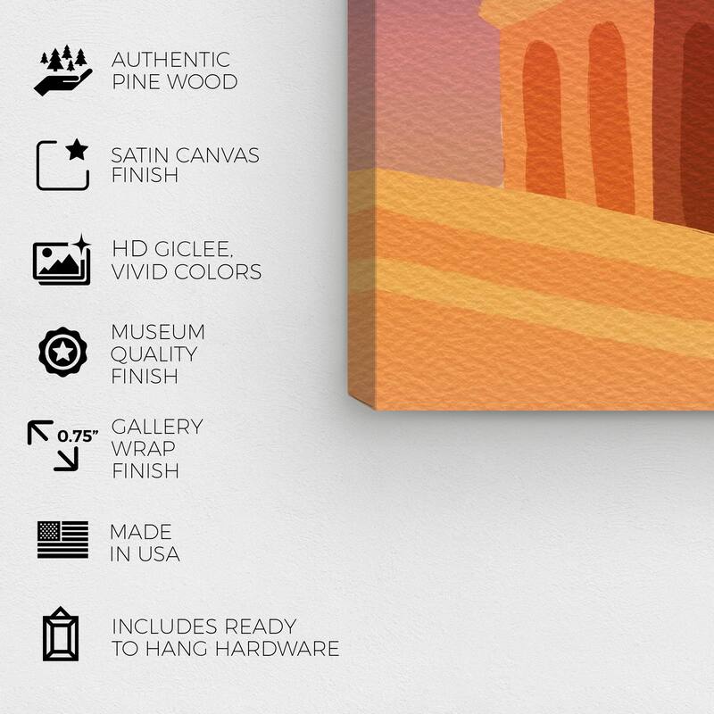Wynwood Studio Canvas Architecture and Buildings Tower At Sundown Purple Bohemian & Eclectic Wall Art Canvas Print