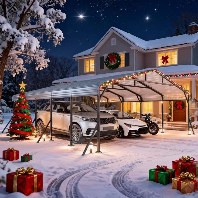 EROMMY Heavy Duty Metal Carport with Extra Support Poles, UV & Waterproof Car Canopy for Outdoor Vehicle Shelter