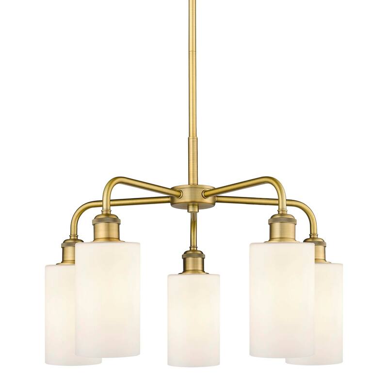 Innovations Lighting 516-5CR-15-22 Clymer Chandelier Clymer 5 Light - Brushed Brass / Matte White