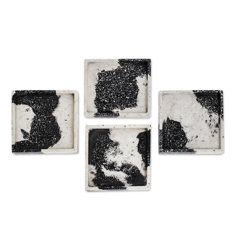 Novica Handmade Modern Mix In Grey Concrete Coasters (Set Of 4)