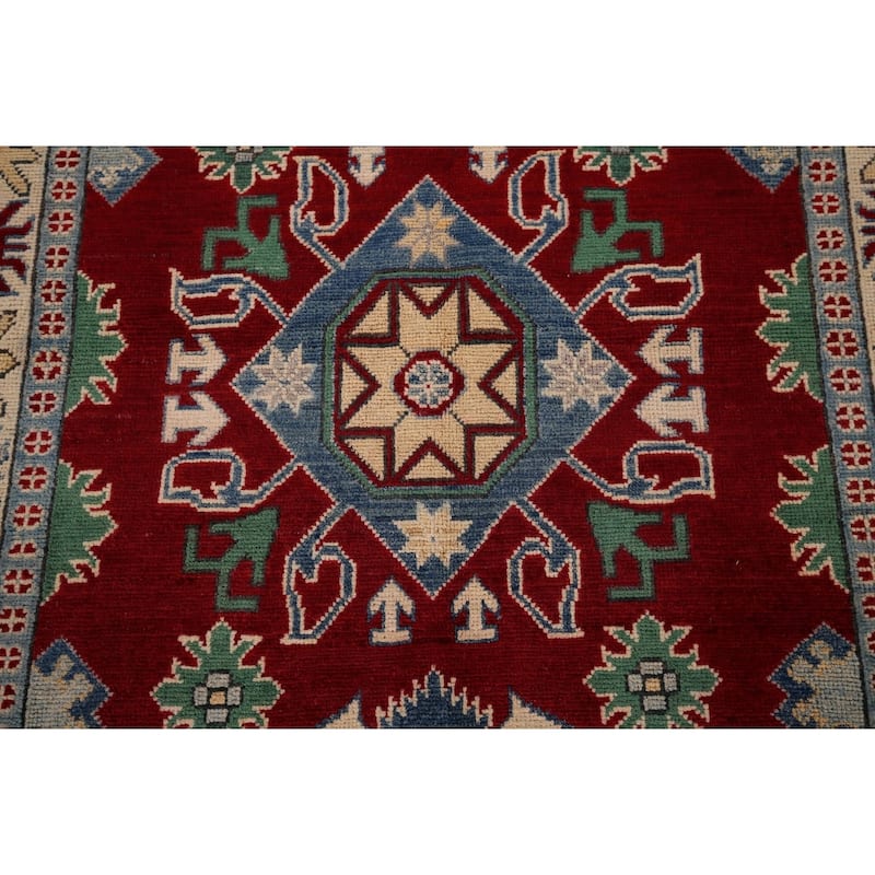 Red Kazak Oriental Rug Hand-Knotted Wool Carpet - 4'0" x 5'8"