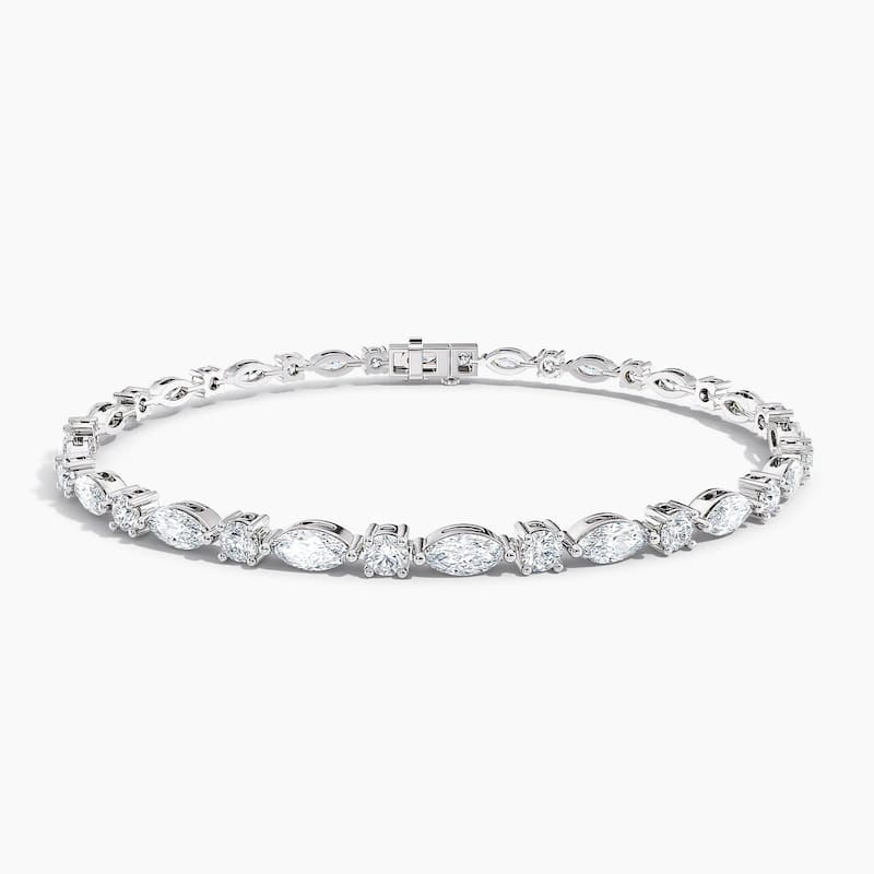 Auriya 14K Gold Lab Grown Marquise and Round Diamond East-West Tennis Bracelet 5.00 ct. tw. (F-G VS) - White - 5.00 ct. tw.