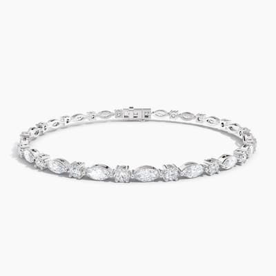 Auriya 14K Gold Lab Grown Marquise and Round Diamond East-West Tennis Bracelet 5.00 ct. tw. (F-G VS)