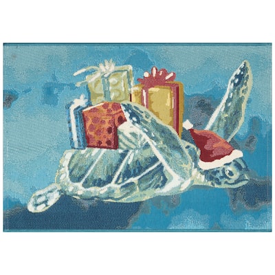 Liora Manne Esencia Santa Seaturtle Indoor/Outdoor Mat