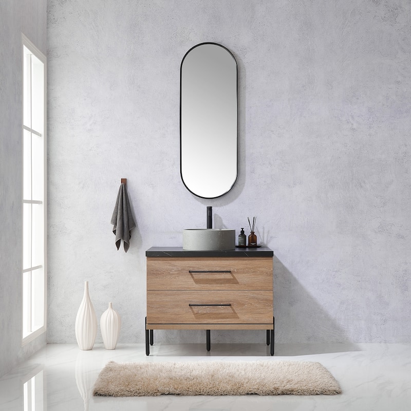Trento Bath Vanity with Sintered Stone Top with Concrete Sink (R)