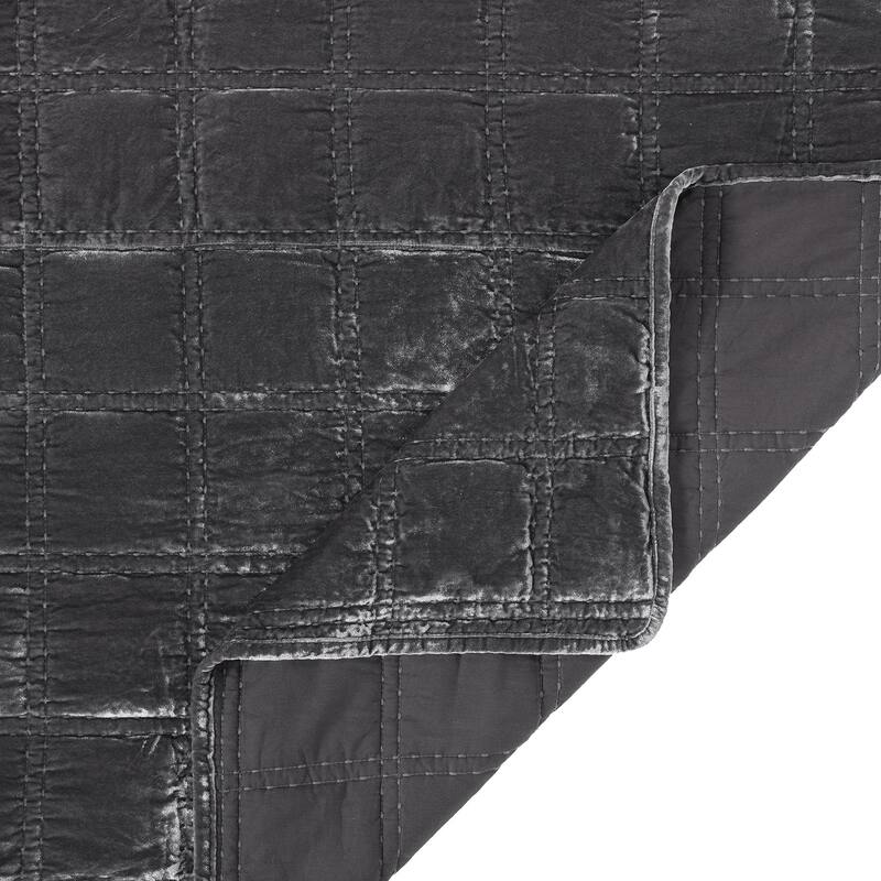 HiEnd Accents Stella Faux Silk Velvet Double Box Stitch Modern Rustic 3 Piece Quilt Set