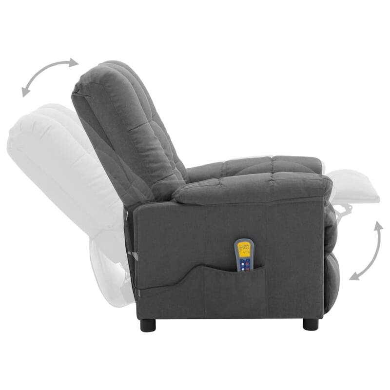 vidaXL Massage Recliner Light Gray Fabric - 29.1" x 39" x 40.2"