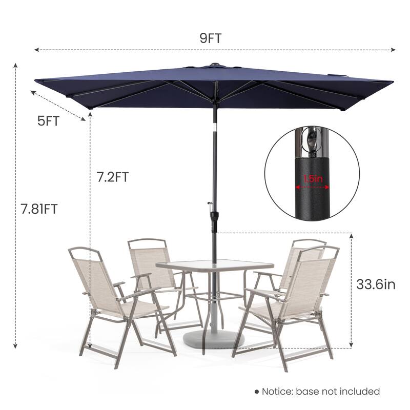 Crestlive Products 9 x 5 FT Patio Outdoor Rectangular Market Umbrella