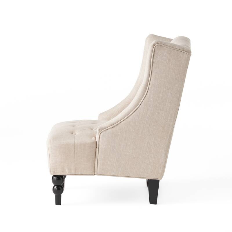 Modern 27.5" High Back Upholstered Button Tufted Club Chair with Birch Wood Legs