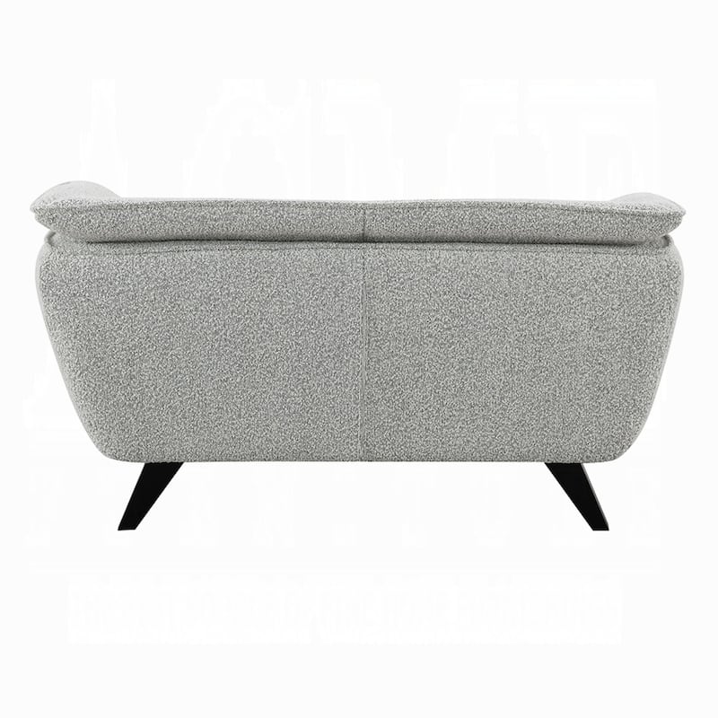 Naeli Loveseat, Rounded Light Gray Boucle, 65 Inch Solid Pine Wood