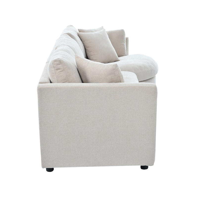 111.4" Polyester Sectional Sofa with Curved Design & Pillows
