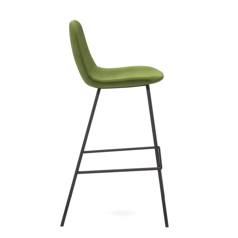 Maxine Velvet Counter Height Stools Black Legs (Set of 2)