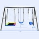 preview thumbnail 4 of 7, Hapfan 440lbs Kids Swing Sets for Backyard with 3 Swings, Outdoor Metal Swingset