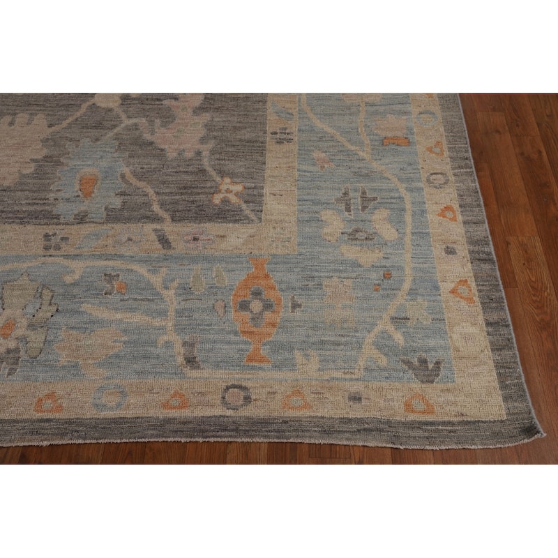 Gray Oushak Turkish Large Area Rug Hand-Knotted Wool Carpet - 10'1"x 13'8"