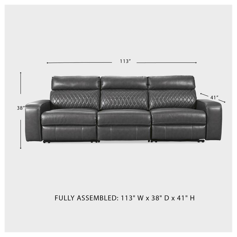 Signature Design by Ashley Samperstone Gray 3-Piece Power Reclining Sectional Sofa - 113"W x 38"D x 41"H