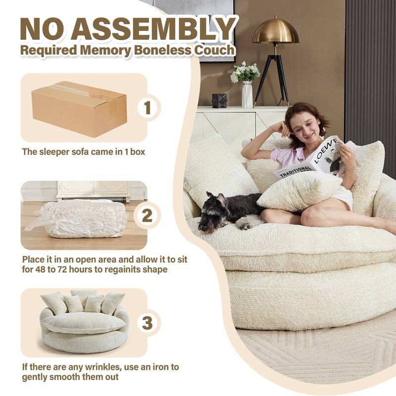 Rossetta Oversized Round Polyester Foam Chair with Pillows