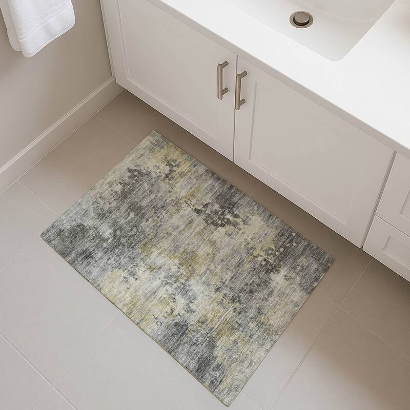 Premium Washable Super Soft Modern Casual Mayfield Rug - Pewter - 1'8" x 2'6"