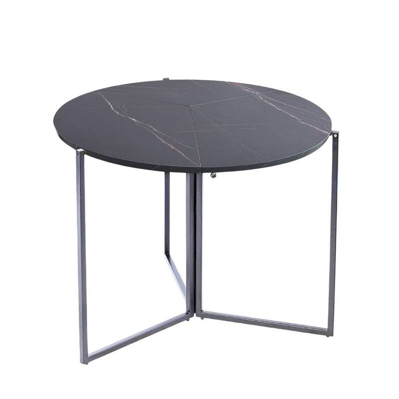 43" Trifold Round Multi-Use Table, Black Carrera