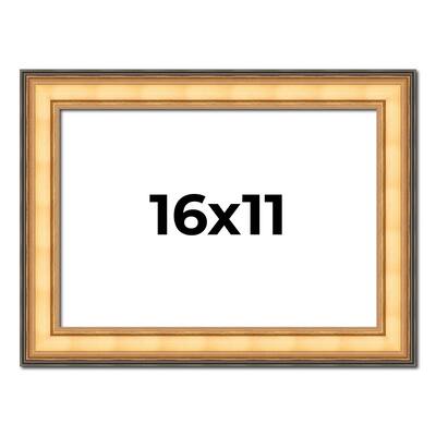 16x11 Frame Gold Plein Aire Solid Wood Picture Frame Width 2 Inches |