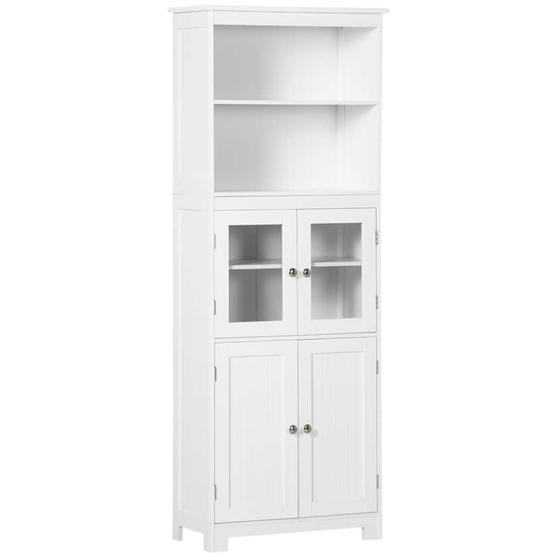 63" Small Buffet with Hutch, 4-Door Kitchen Pantry w/ Adjustable Shelf