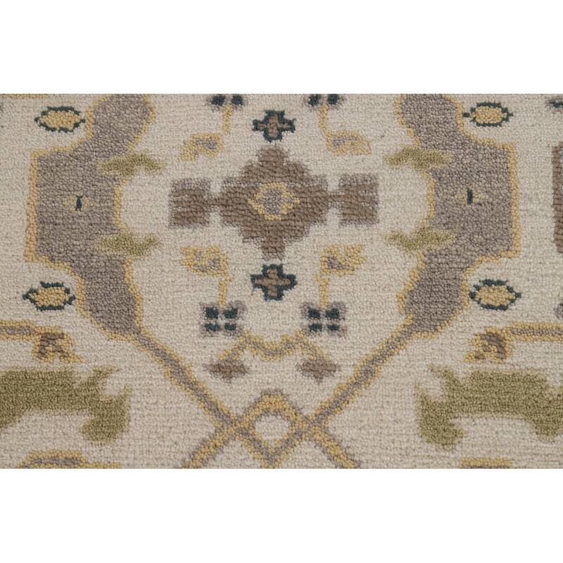 Ivory Oushak Indian Runner Rug Handmade Wool Carpet - 2'7"x 7'9"