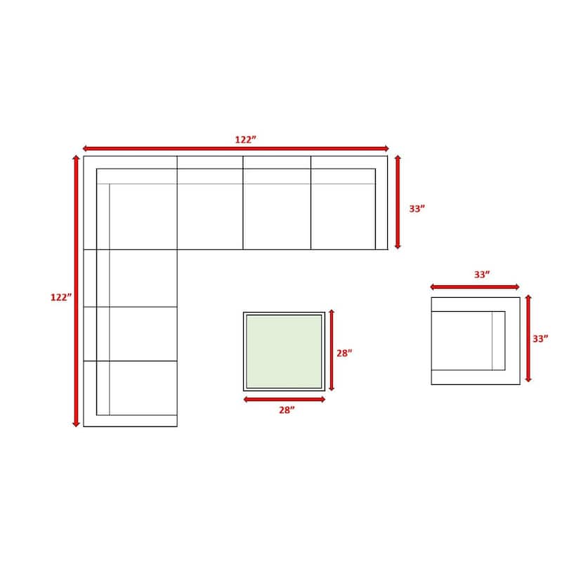 LSI 9 Piece Rattan Sectional Seating Group with Cushions