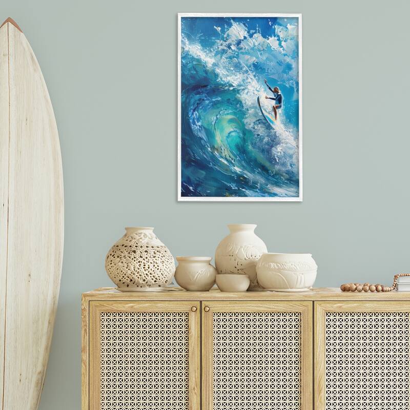 Stupell Soul Surfer on Tidal Wave Framed Giclee Art Design By LSR Design Studio
