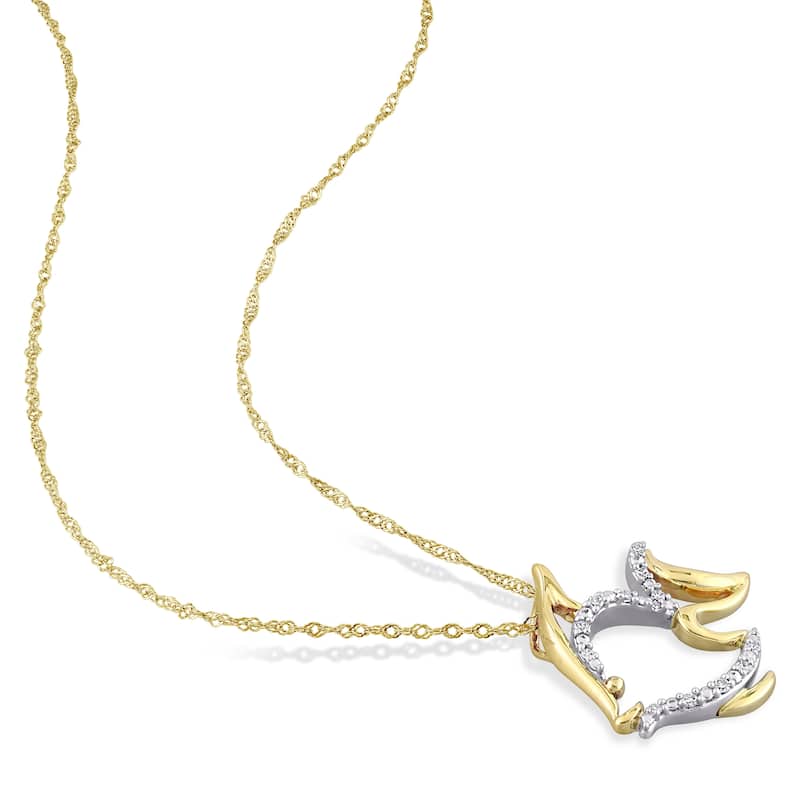 Miadora 10k 2-Tone Yellow and White Gold Diamond Accent Fish Necklace