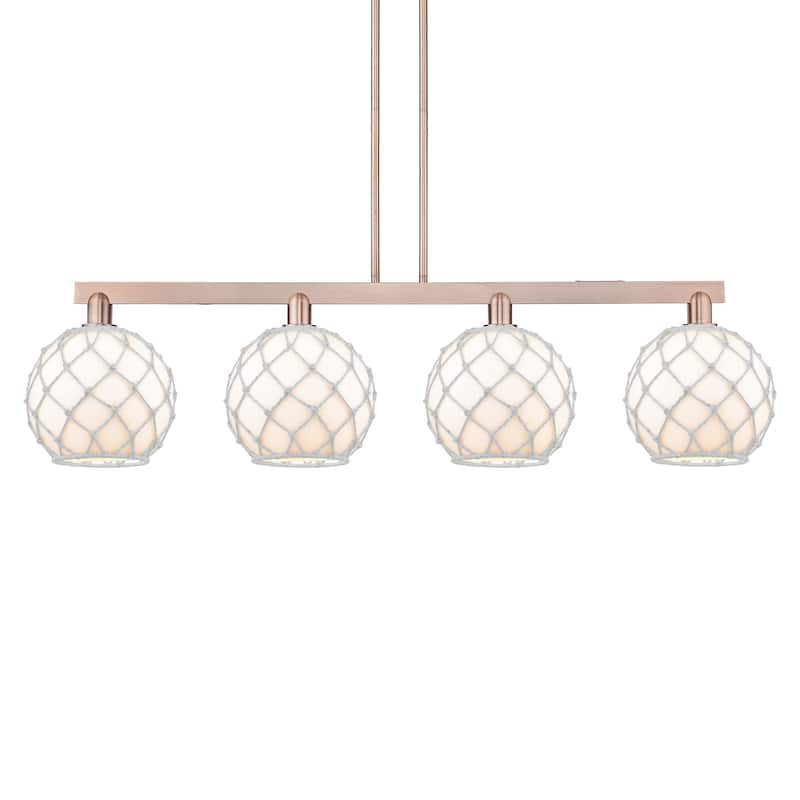 Innovations Lighting 716-4I-13-53 Farmhouse Rope Linear Farmhouse Rope - Antique Copper / White Glass with White Rope