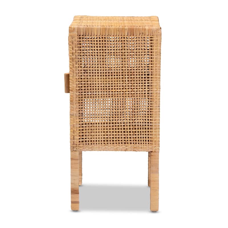 Vivan Modern Bohemian Natural Rattan 1-Door Nightstand