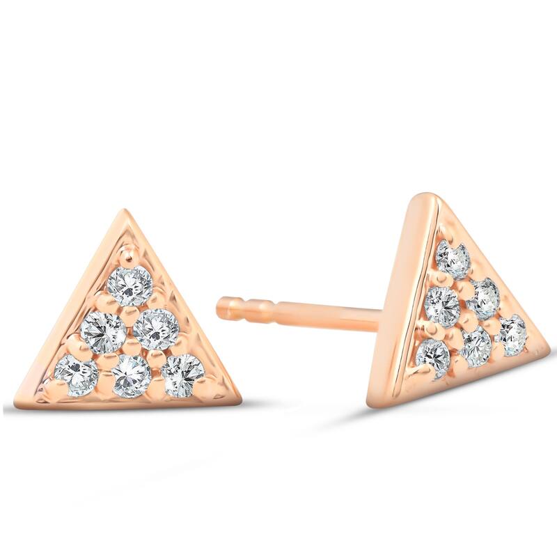 Bliss Diamond Rose Gold Triangle Pave 1/10Ct Diamond Spike Studs Womens Earrings - Rose