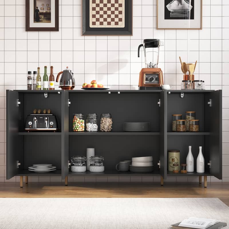 EROMMY Modern Sideboard Buffet Cabinet with Fluted Doors, 2-Door Storage Console Table for Kitchen, Dining Room & Living Room