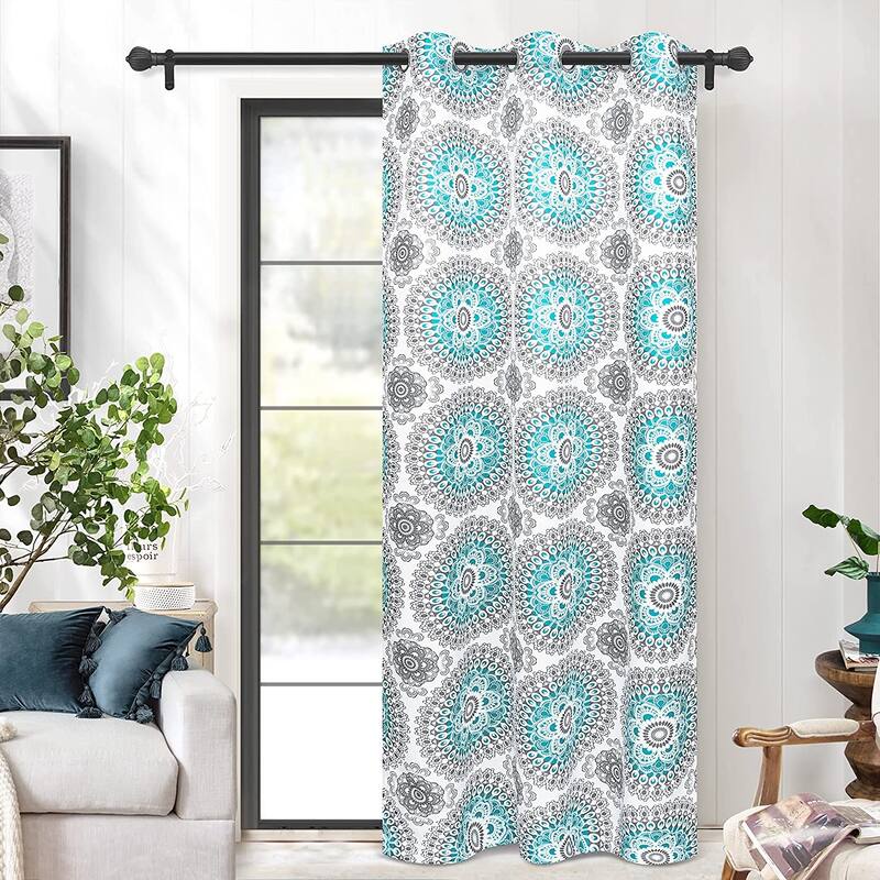 DriftAway Bella Medallion Printed Room Darkening Grommet Window Curtain Panel Pair
