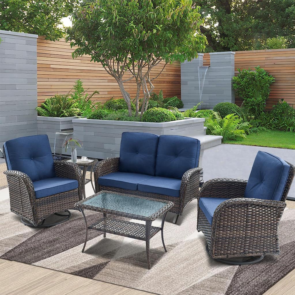 Gymojoy Outdoor Glider Rocking Sofa Patio Swivel Chair