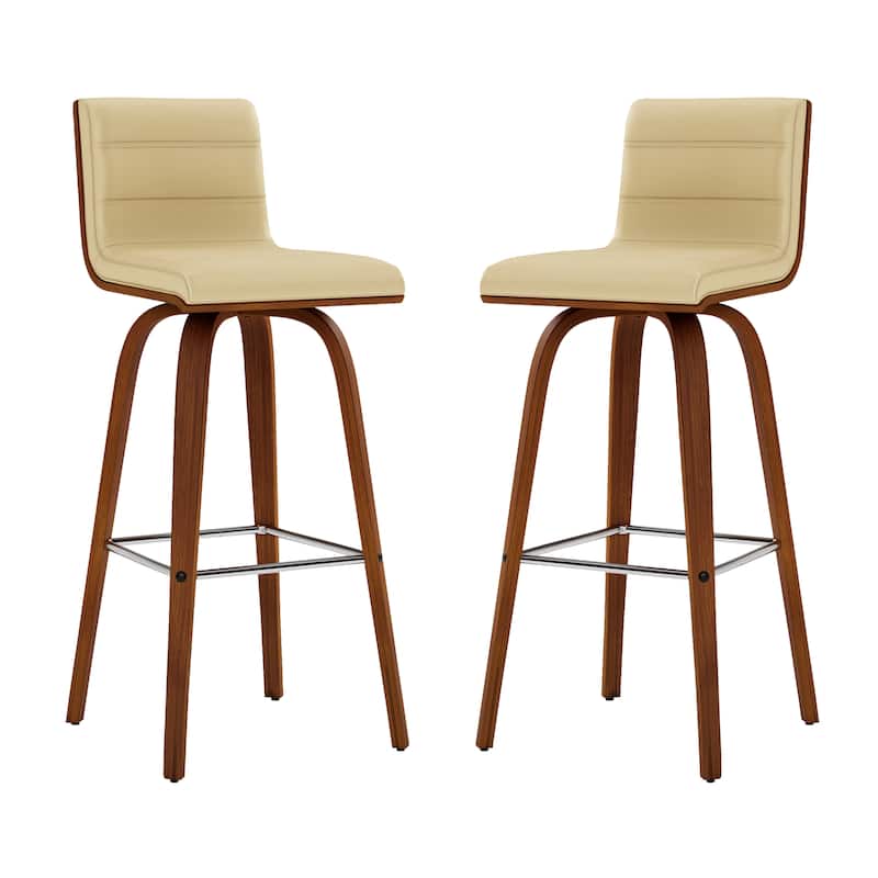 Skara Swivel Bar Stool, Upholstered Bar Height Chair with Bentwood Frame