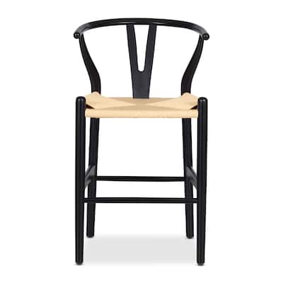 Poly and Bark Weave Counter Stool - Solid Wood Frame