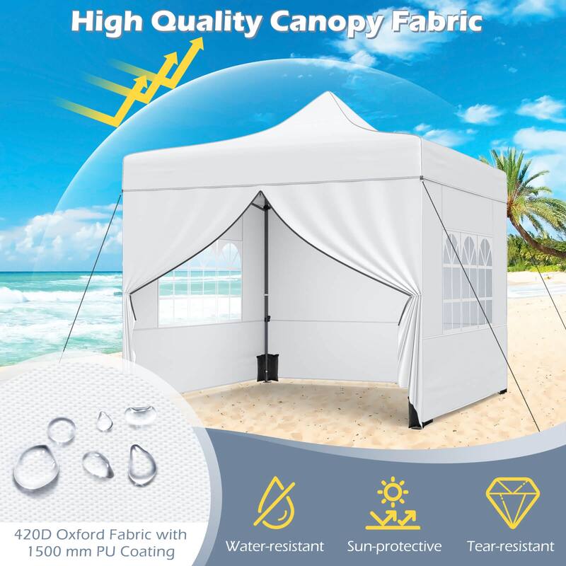 Costway 10 x 10 FT Pop up Canopy Tent with 4 Removable Sidewalls,