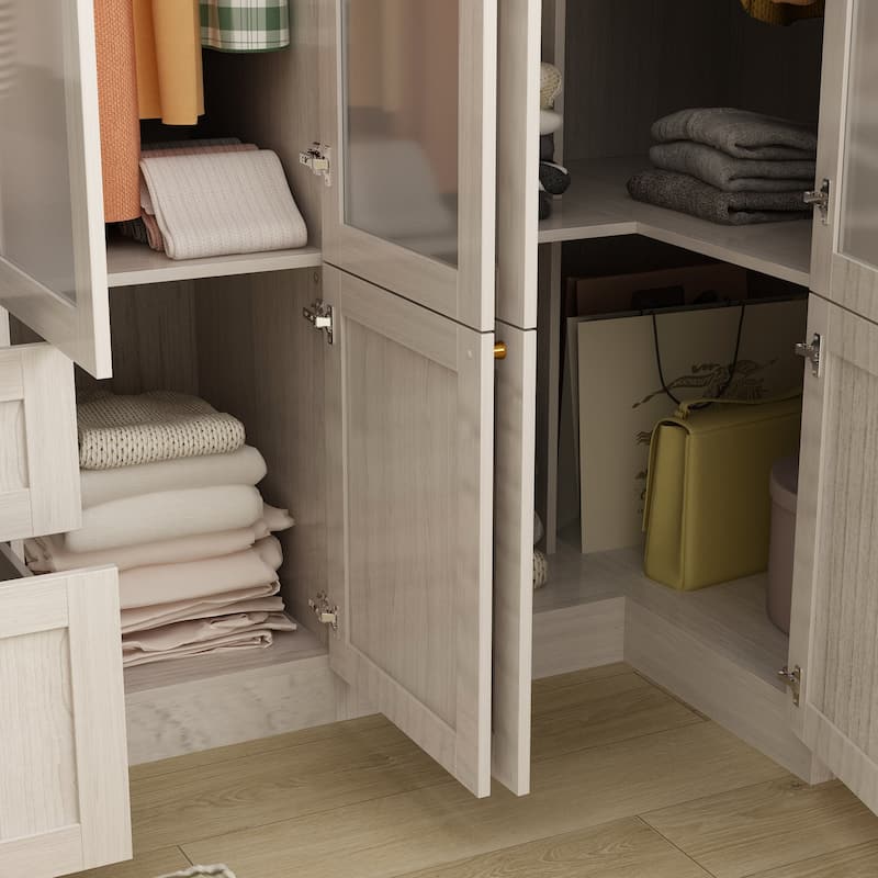 Modular Modern Glass Door Wardrobe:Storage Closet Solution Armoire