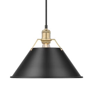 Yep by Golden Lighting Orwell 1-light 14in Pendant in Brushed Champagne Brass and Matte Black shade - Gold