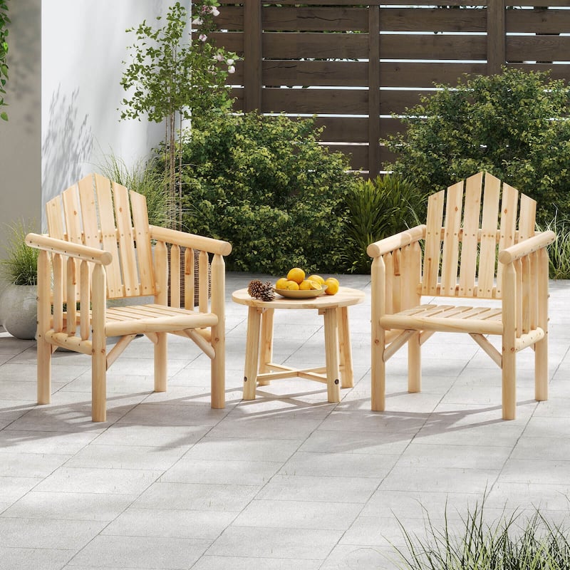 Costway 1/2/4 PCS Outdoor Wood Armchair with Armrests and Reclined - See Details