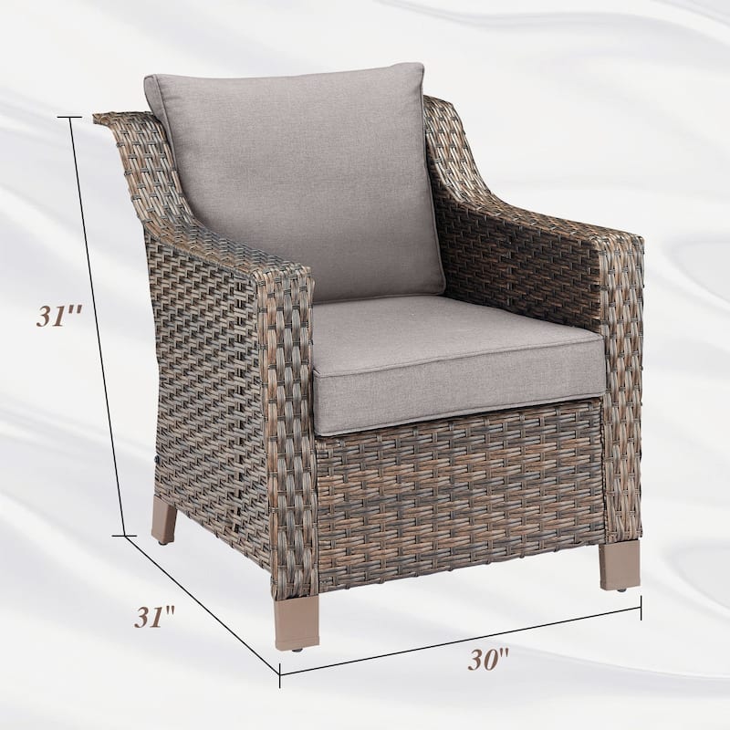 PE Rattan Wicker Chairs with Side Table - Brown