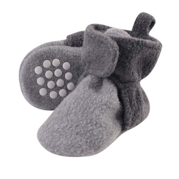 slide 1 of 1, Luvable Friends Baby Cozy Fleece Booties, Heather Charcoal Heather Gray 0-6 Months - Heather Charcoal Heather Gray