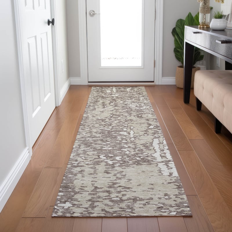 Machine Washable Indoor/ Outdoor Modern Abstract Chantille Rug