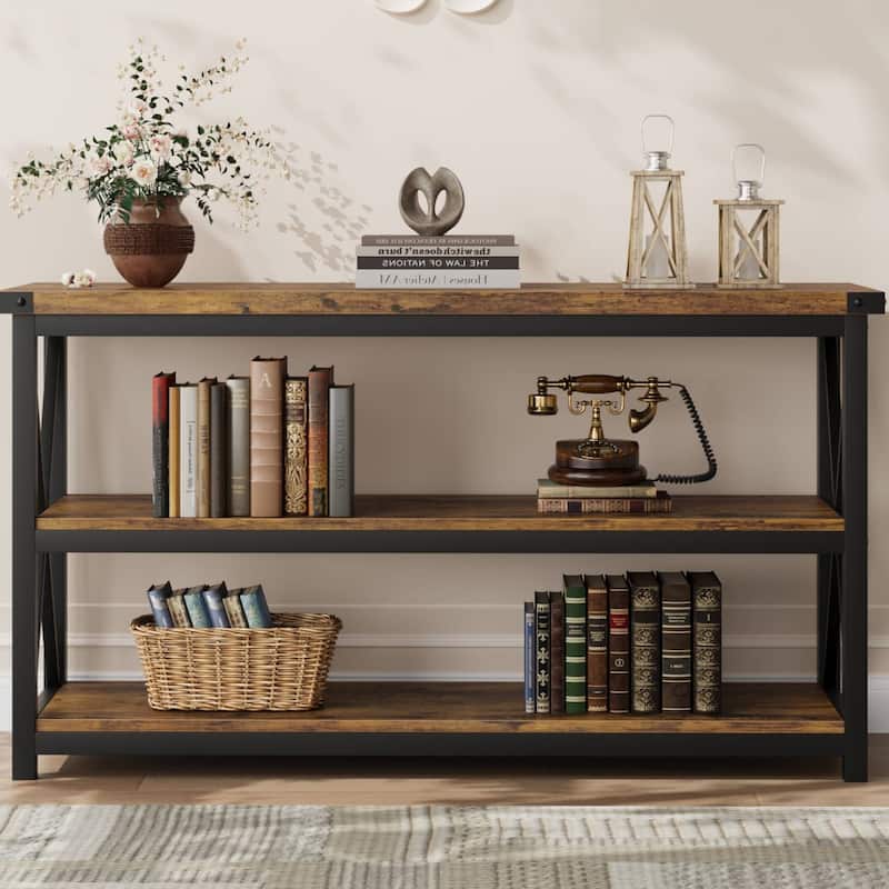 47.2" 3 Tier Narrow Entryway Table, Console Table with Metal Frame