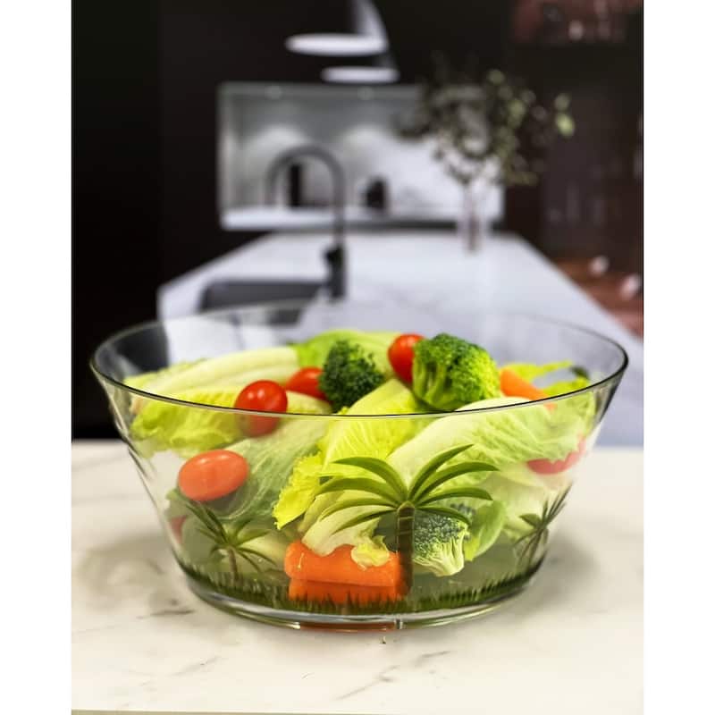Palm Tree Acrylic Serving Bowls, Unbreakable Large Plastic Bowls, Soup Bowls, Salad Bowls, Cereal Bowl for Snacks, BPA Free