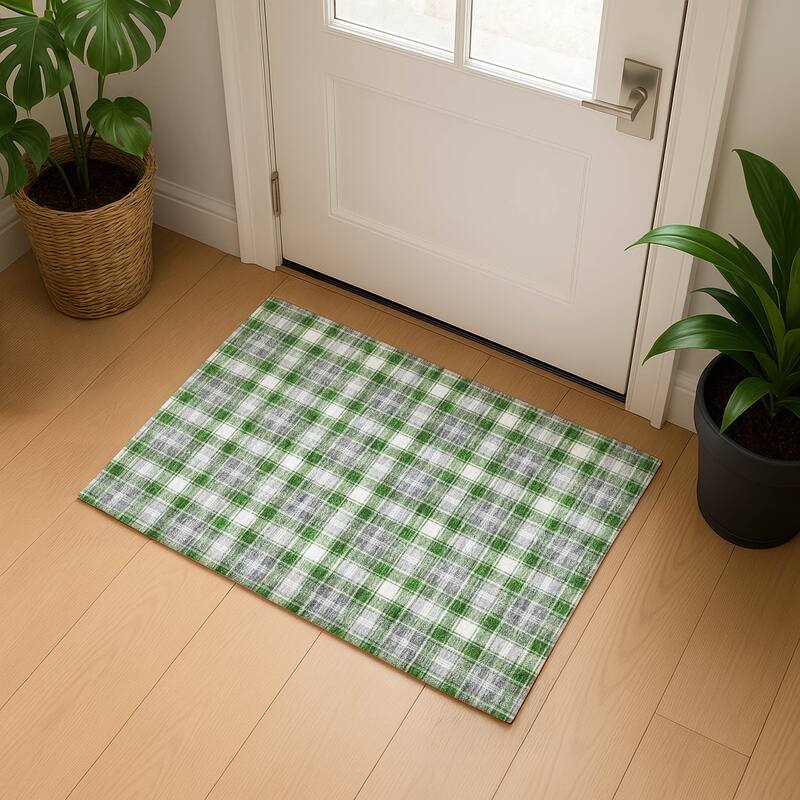Premium Washable Super Soft Christmas Plaid Mayfield Rug - Green - 1'8" x 2'6"