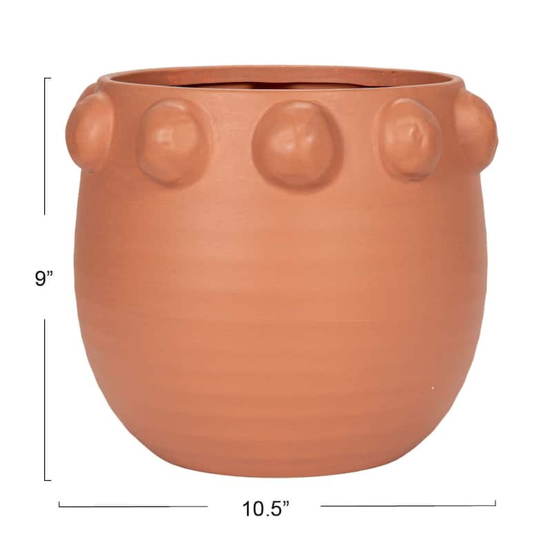 Terra-cotta Planter with Raised Dots Design - 10.5"L x 10.5"W x 9.0"H