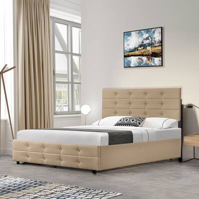 Queen Size Upholstered Linen Fabric